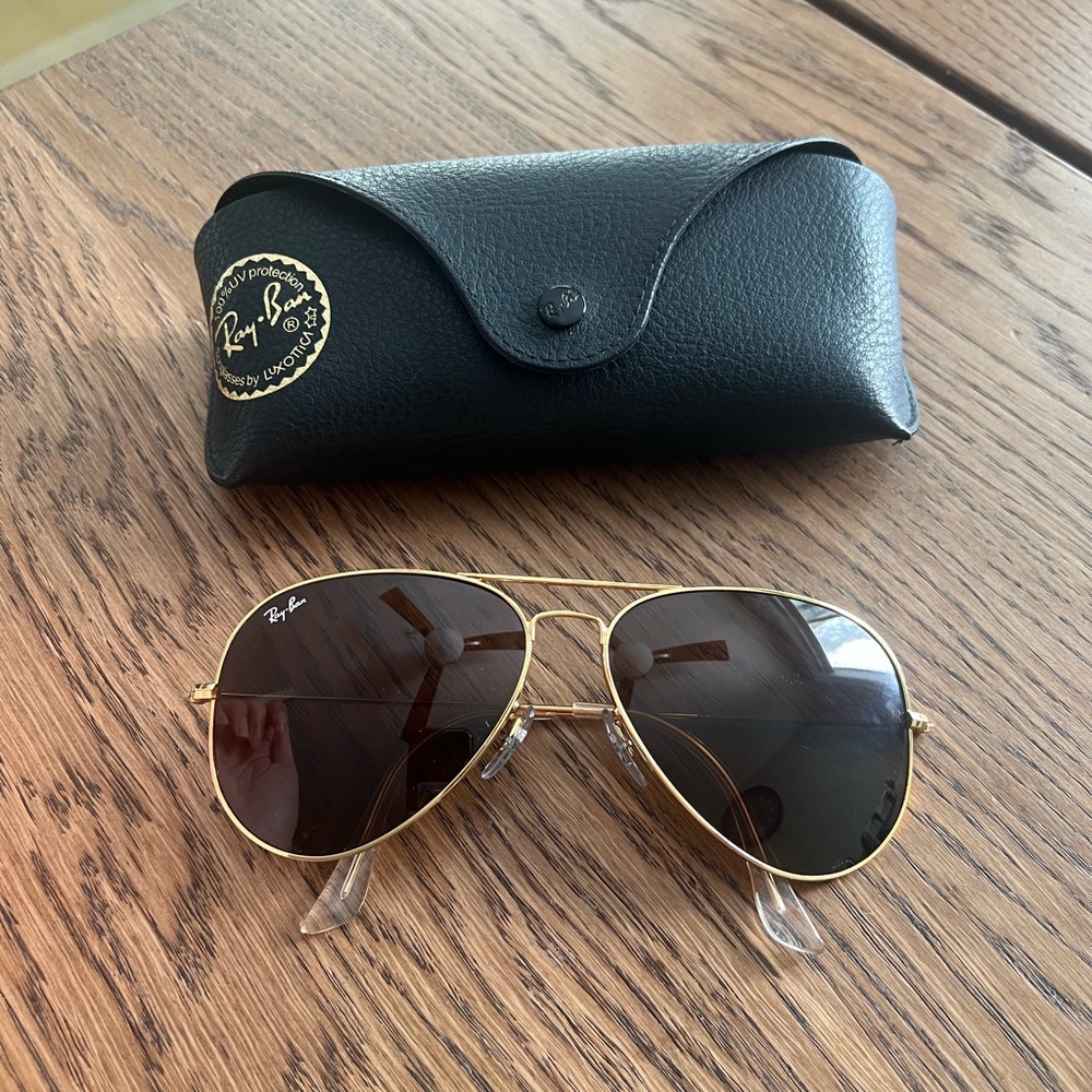 Available * RAY-BAN LARGE 62mm Gold AVIATORS SUNGLASSES